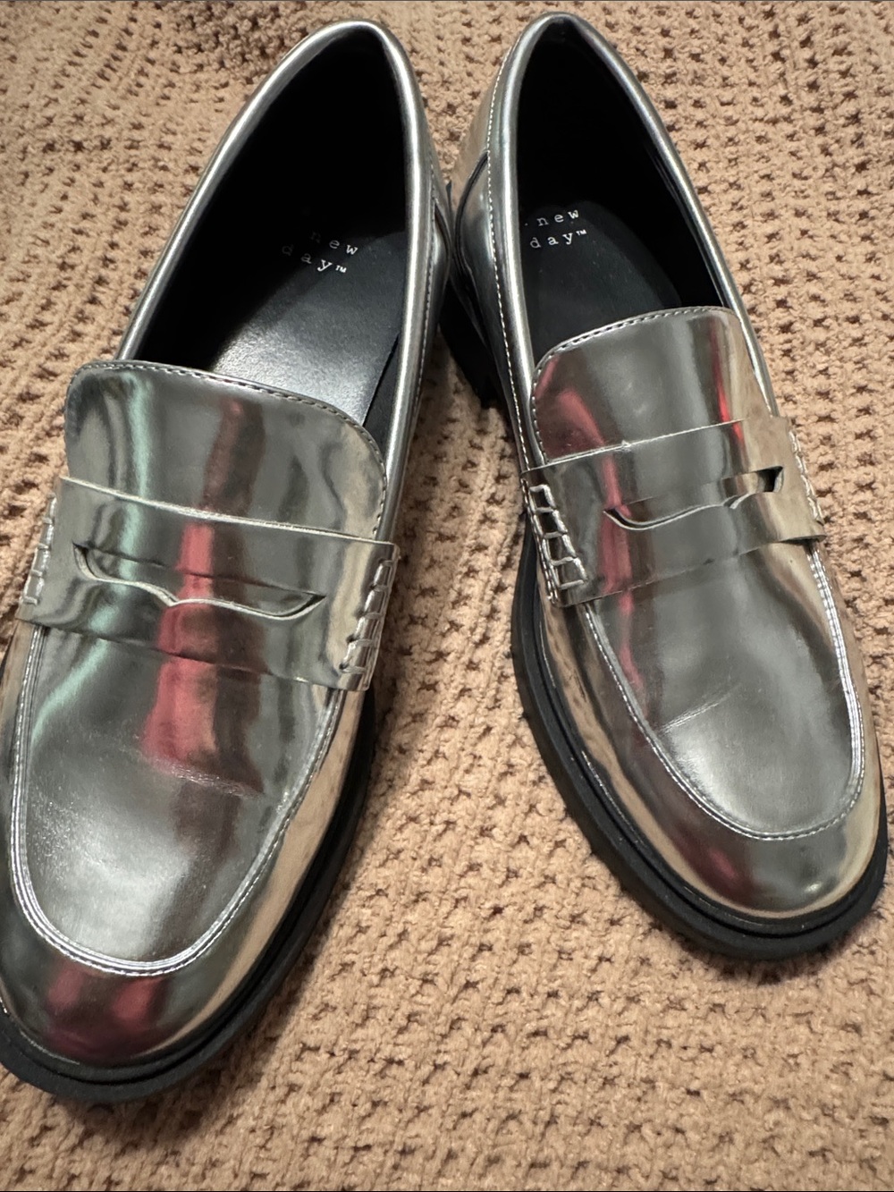 Wimen Metallic Silver Penny Loafers by A New Day 🎯